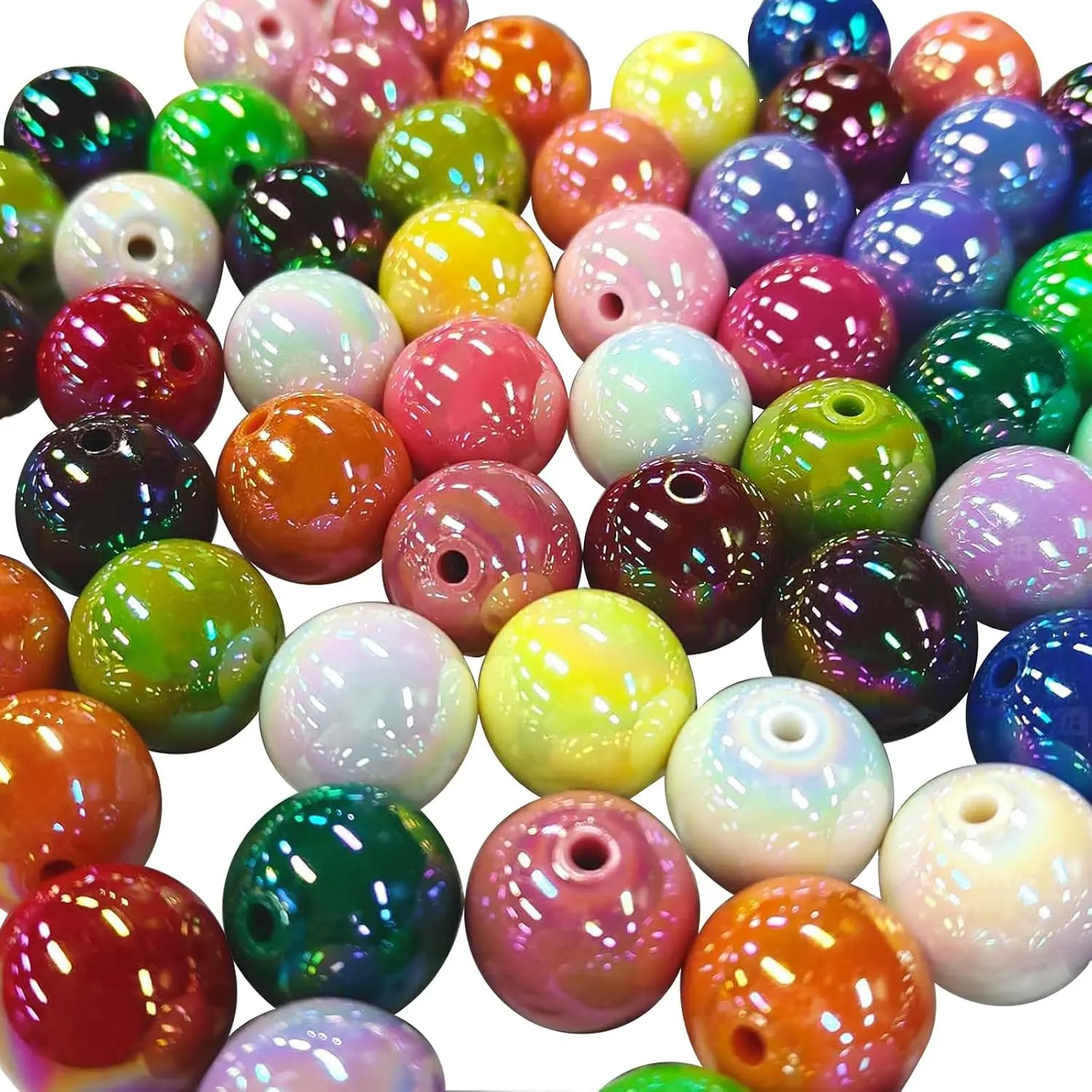 100 count 16mm Beads for Pens Rainbow Round Chunky Bubblegum Focal  Beads Bulk for Making Crafts Beadable Pens DIY Bracelets Necklace   Plastic Colorful Candy Bead