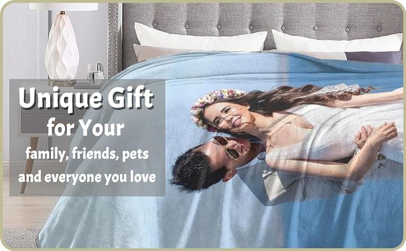 SPXUBZ Custom Blanket with Photo Text Personalized Gift, 1-10 Pictures Customized for Mother Father Family, Christmas Halloween Thanksgiving Birthday Wedding Valentine's Day Gift