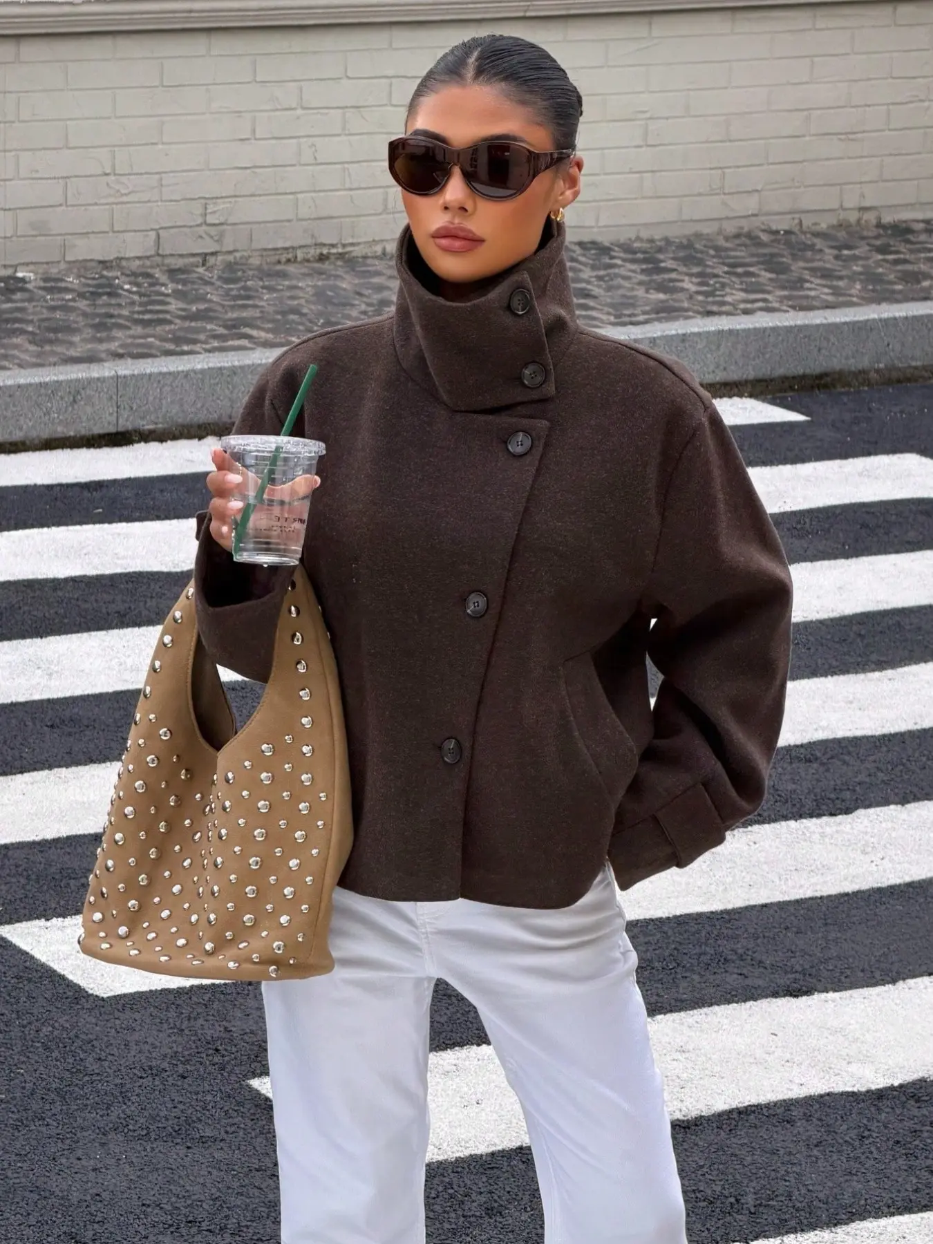 Chic Girl Autumn Winter New Arrival Women's Fashion Elegant Simple Daily Wear Commute School Stand Collar Long Sleeves Coat
