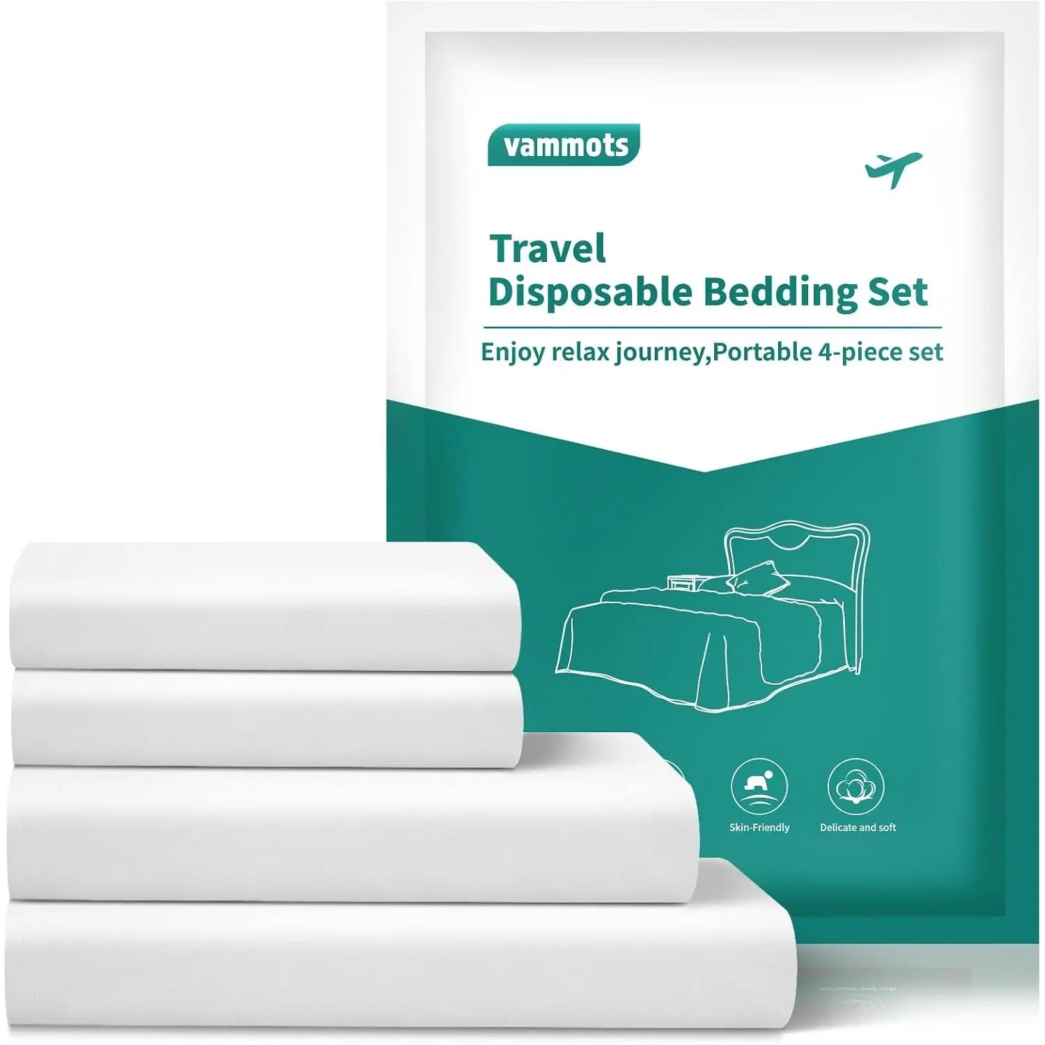 Disposable Bed Sheets for Hotel, King Size Travel Disposable Bedding Set,Disposable Duvet/Comforter Cover,Safe and Portable for Travel,Contains 1bed Sheet 1quilt Cover and 2pillowcasesGift