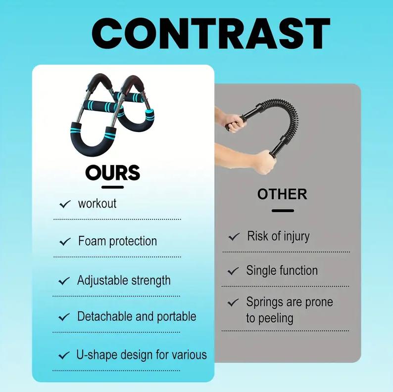 Muscle trainer, detachable portable spring resistance, strengthens arm muscles, home gym fitness equipment, adjustable hand grip strengthener, triceps trainer, men's fitness trainer