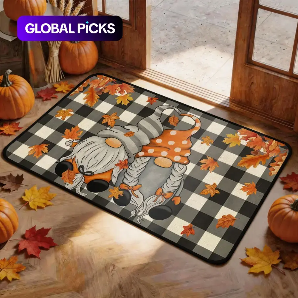 Thanksgiving Door Mat Entrance Mat, Pumpkin Maple leaves Pattern, Non-Slip Low Profile, Kitchen Floor Mat, entrance doormat, Party Decor, Home Decoration Funny front door indoor and outdoor bathroom rugs fall rug mat Carpet Bohemian Boho Style Rug