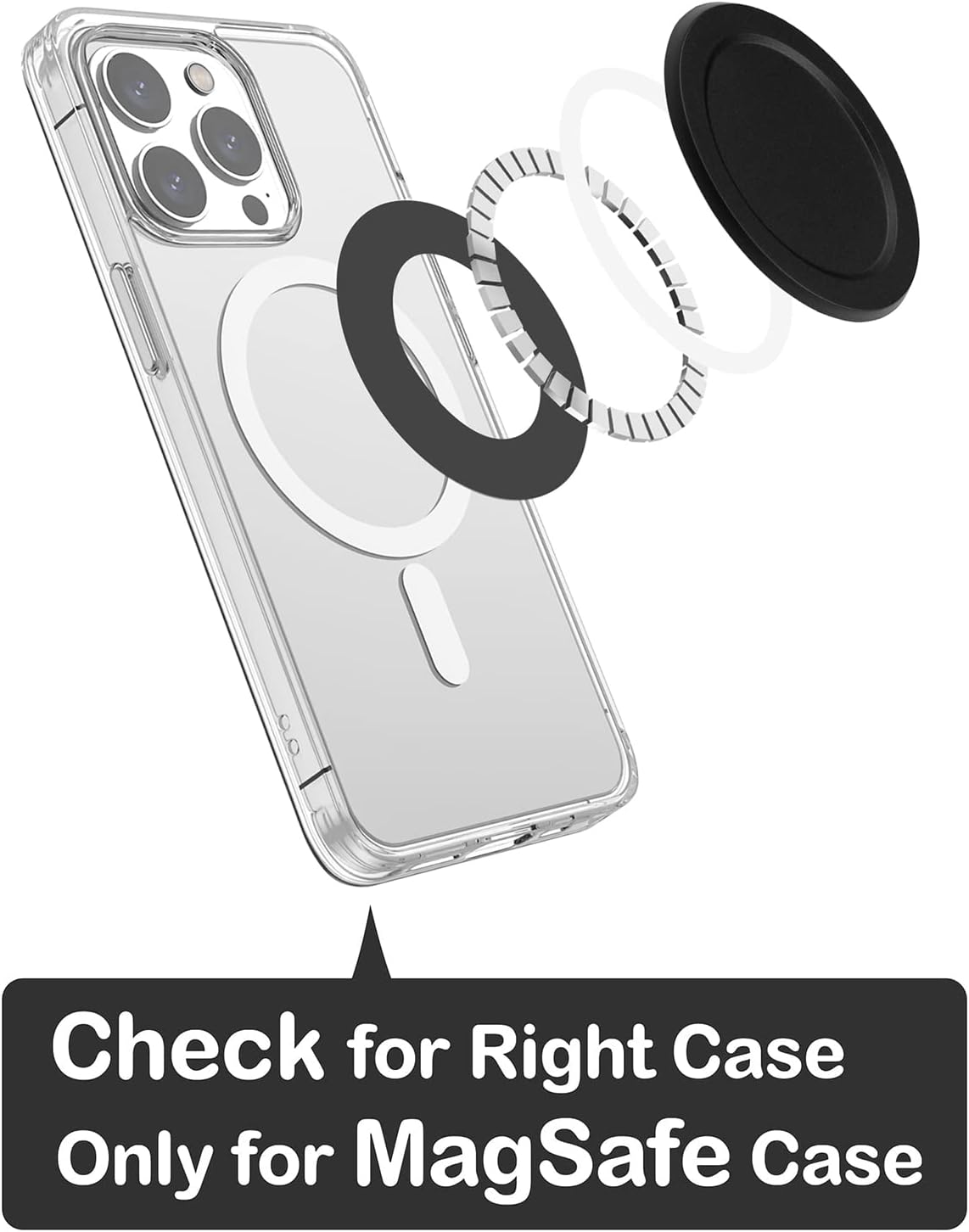 Base Basic Compatible with PopSocket Phone Grips and  MagSafe Cases, Black