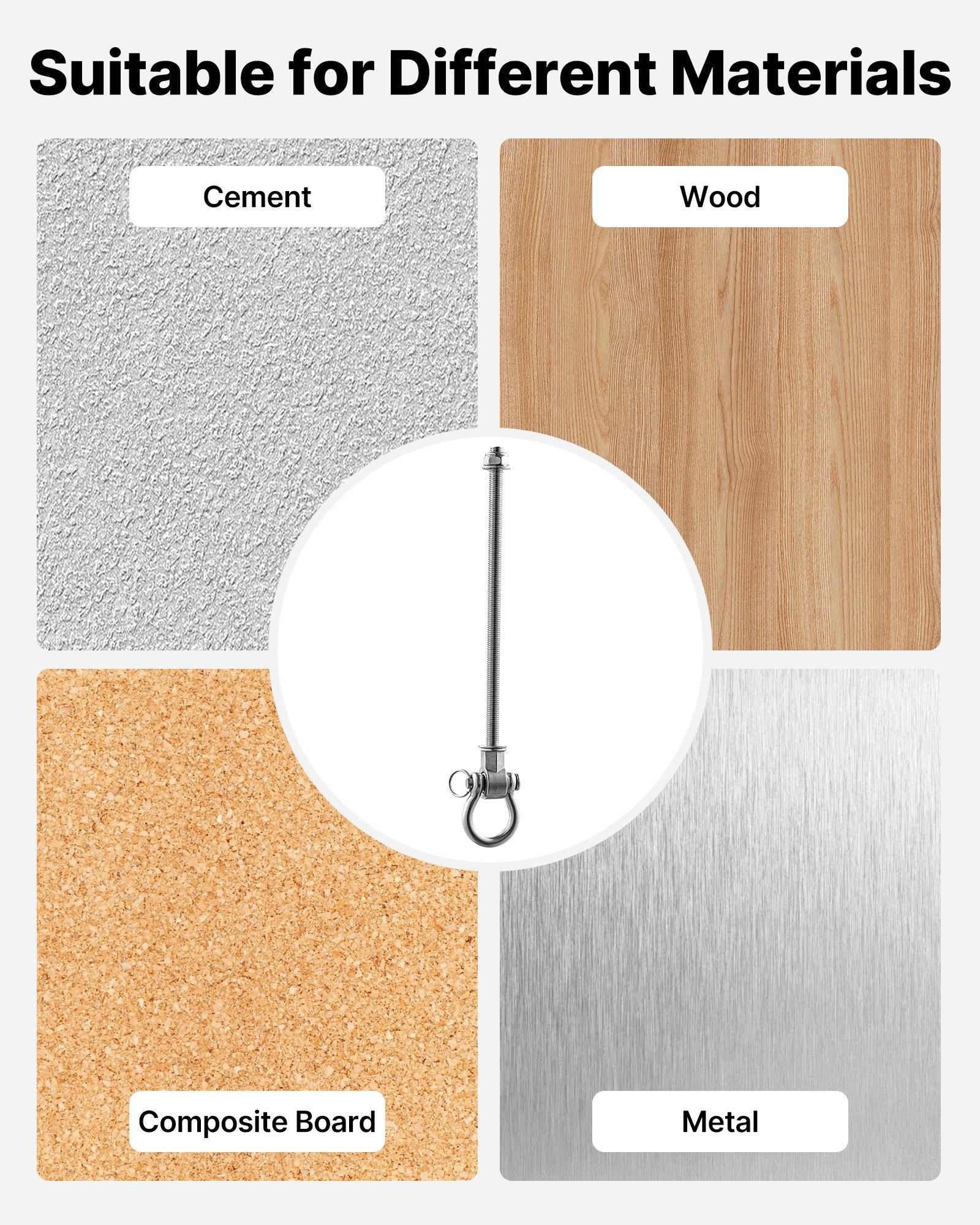 VEVOR Swing Hangers, 6 Pack Heavy Duty Swing Brackets, 850 lbs Each Load Capacity, Smooth Bearing, Stainless Steel Hangers, Ideal for Hammocks Playground Porch Yoga Boxing Bag Indoor Outdoor, Silver