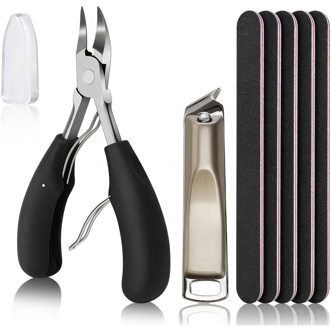 Heavy Duty Toenail Clippers for Seniors, Men & Women, Suitable for Thick Ingrown Toenails, Single Blade Nail Cutter with Professional Double Sided 100/180 Grit Nail File Pedicure Kit