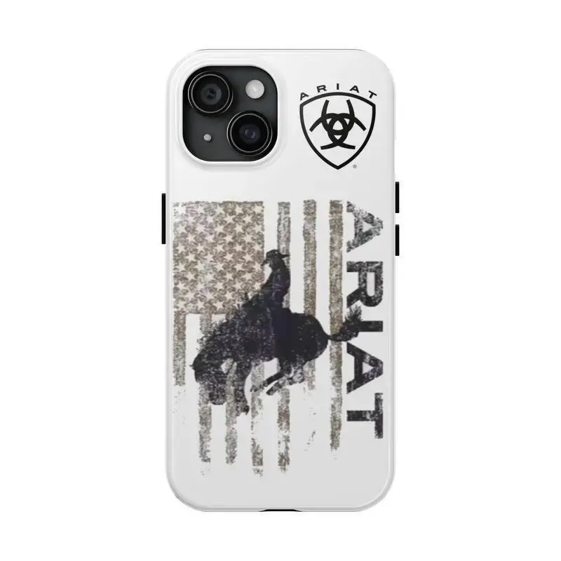 Ariat American Western cowboy style phone case, compatible with iPhone 17, 16, 15, 14, 13, 12 and Samsung S22-S26. A perfect gift choice.