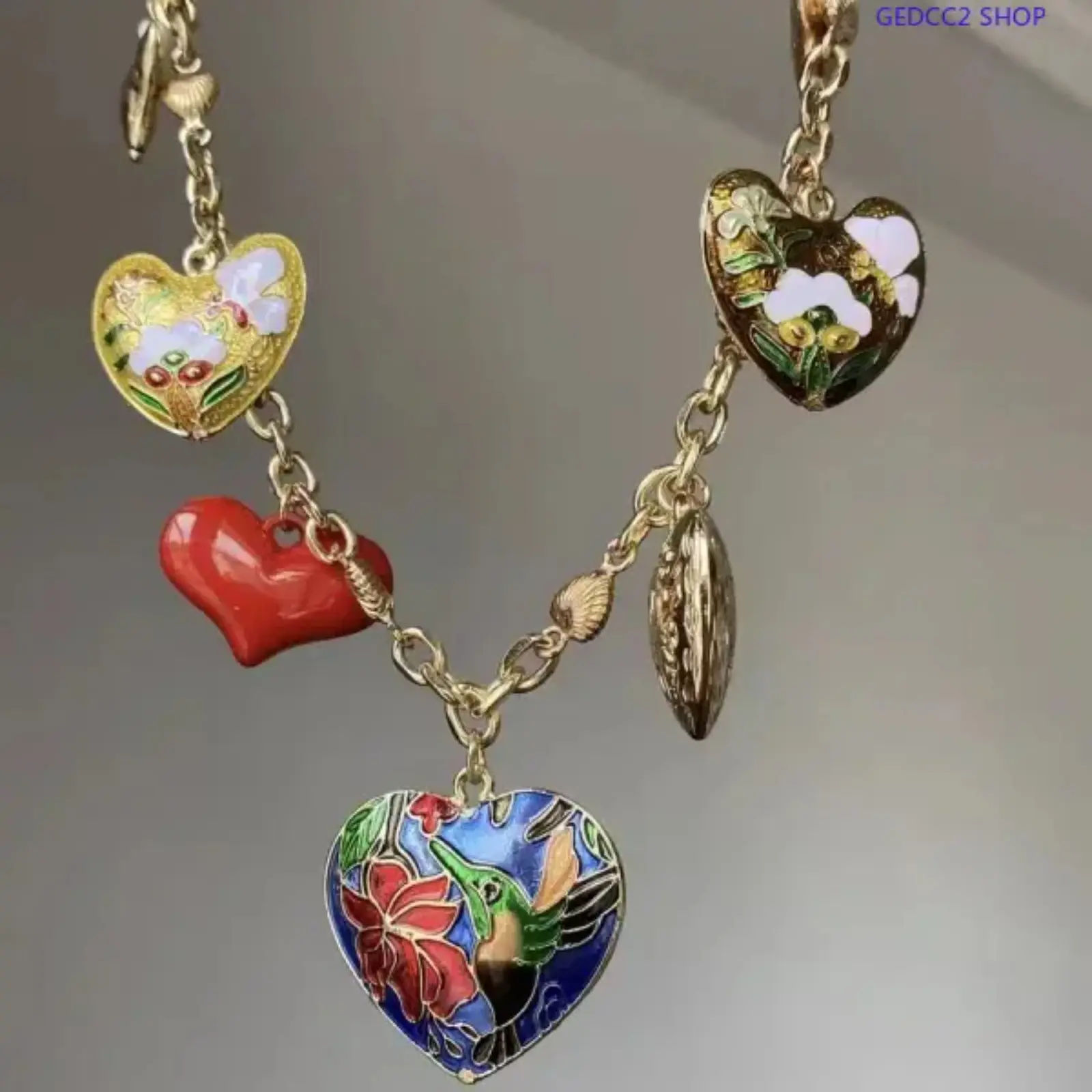 Women’s Boho Heart Necklace - Long Pendant with Multiple Beads, Statement Pieces for Party Wear & Daily Summer Outfits