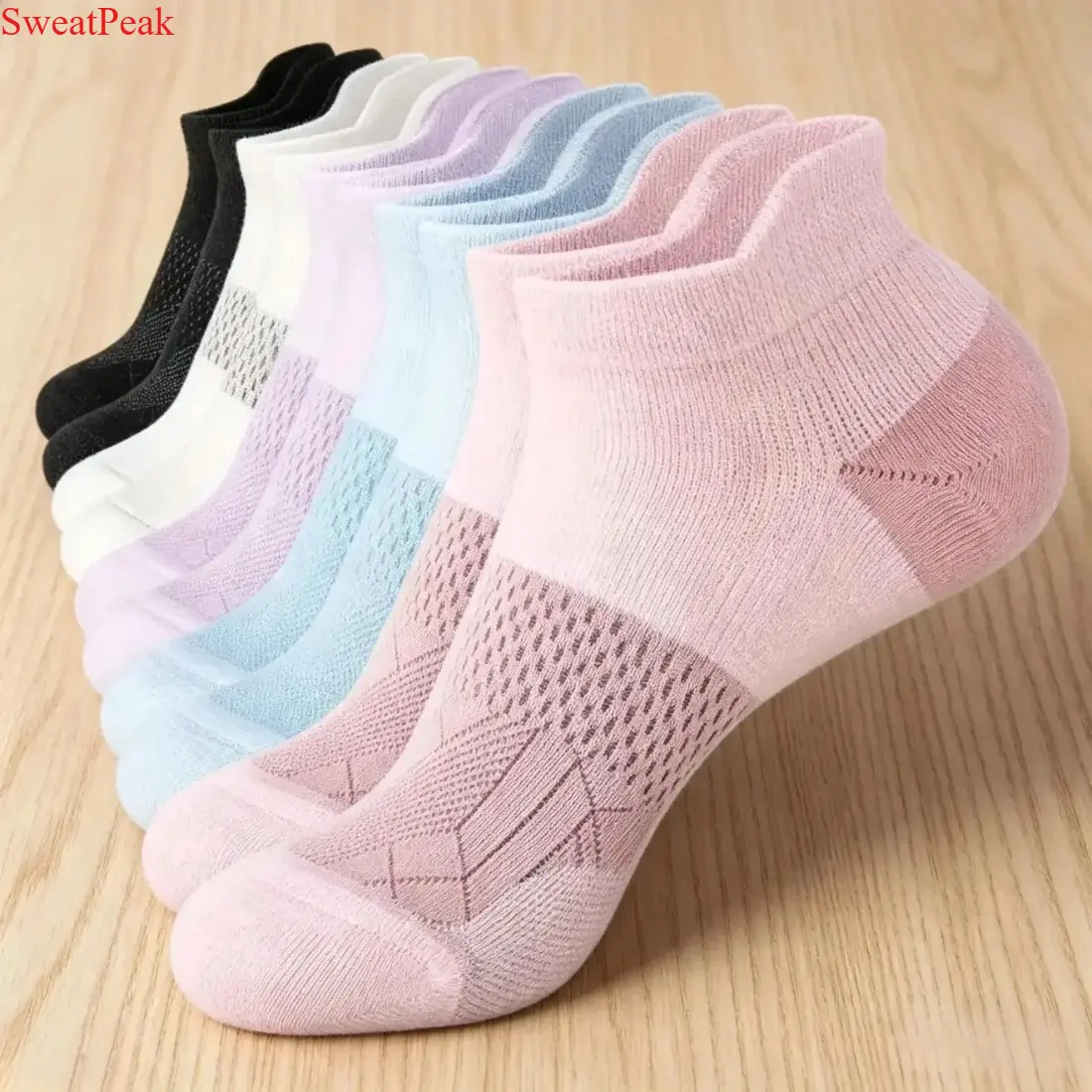 Compression Socks for Women, 5 Pairs Low Cut Ankle Athletic Socks with Arch Support, Moisture Wicking Breathable Fabric and Comfortable Compression Fit, Colorful Patchwork Sports Socks for Gym, Running, Walking, Workout and Daily Wear