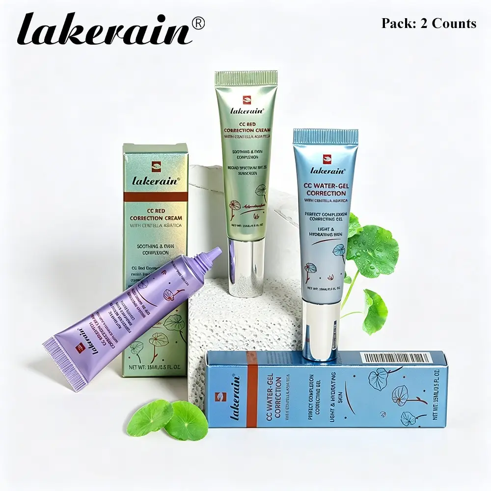 3 Colors Centella Asiatica CC Cream, Makeup Cream, 2/3 Pack, Hydrating & Moisturizing, Long-Lasting Wear, with Centella Asiatica Extract, Soothes Skin, Evens Skin Tone, Improves Dullness, Suitable for Night Owls and Office Workers