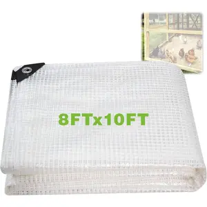 8Ftx10Ft Clear Greenhouse Plastic Covering, 16Mil Thickness Heavy Duty Clear tarp for Chicken coop, Greenhouse Plastic sheeting with Hemmed Edges & preinstalled Grommets.