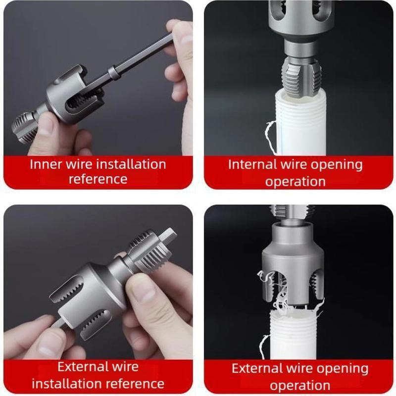 1/2'' 3/4'' PVC Pipe Thread Cutting Tool Integrated Internal & External Pipe Threading Tool Upgrade Pipe Thread Cutting Tool for Plumbing DIY Repairs 1/2'' 3/4'' PVC Pipe Thread Cutting Tool Integrated Internal & External Pipe Threading Tool Upgrade Pipe Thread Cutting Tool for Plumbing DIY Repairs
