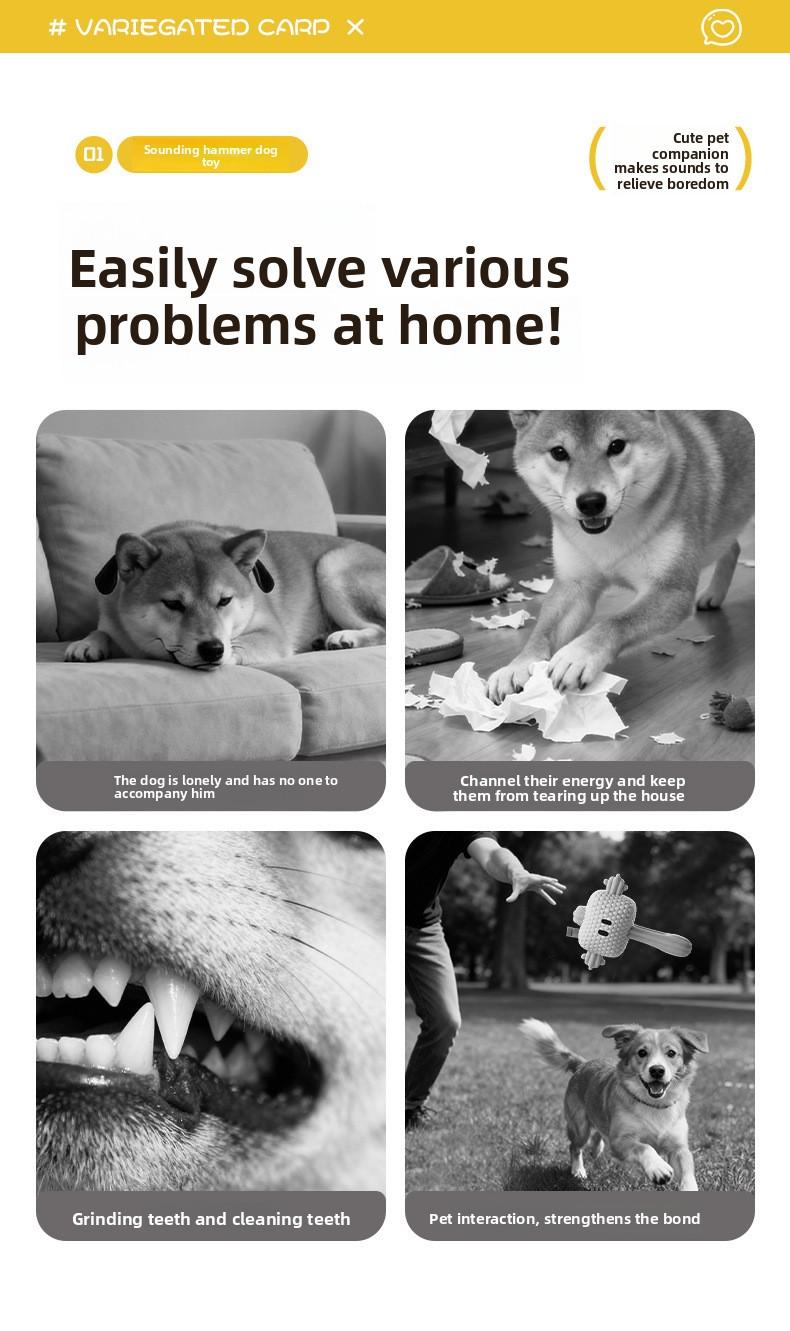 Dog Toy Whack-A-Mole Hammer Toy Chew Sound Interactive Durable Dog Toy Pet Plush Toy Wholesale