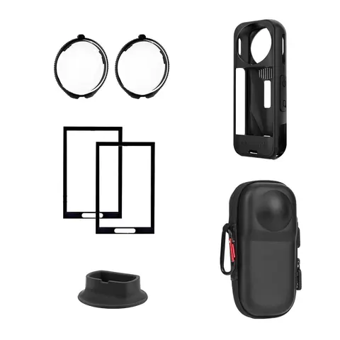 Insta360 X5 Sports Photography Camera Accessories Set, Protective Case, Lens Cap, Tempered Glass, Storage Bag, Silicone Base, Full Protection, Durable, Camera Accessories For Photography
