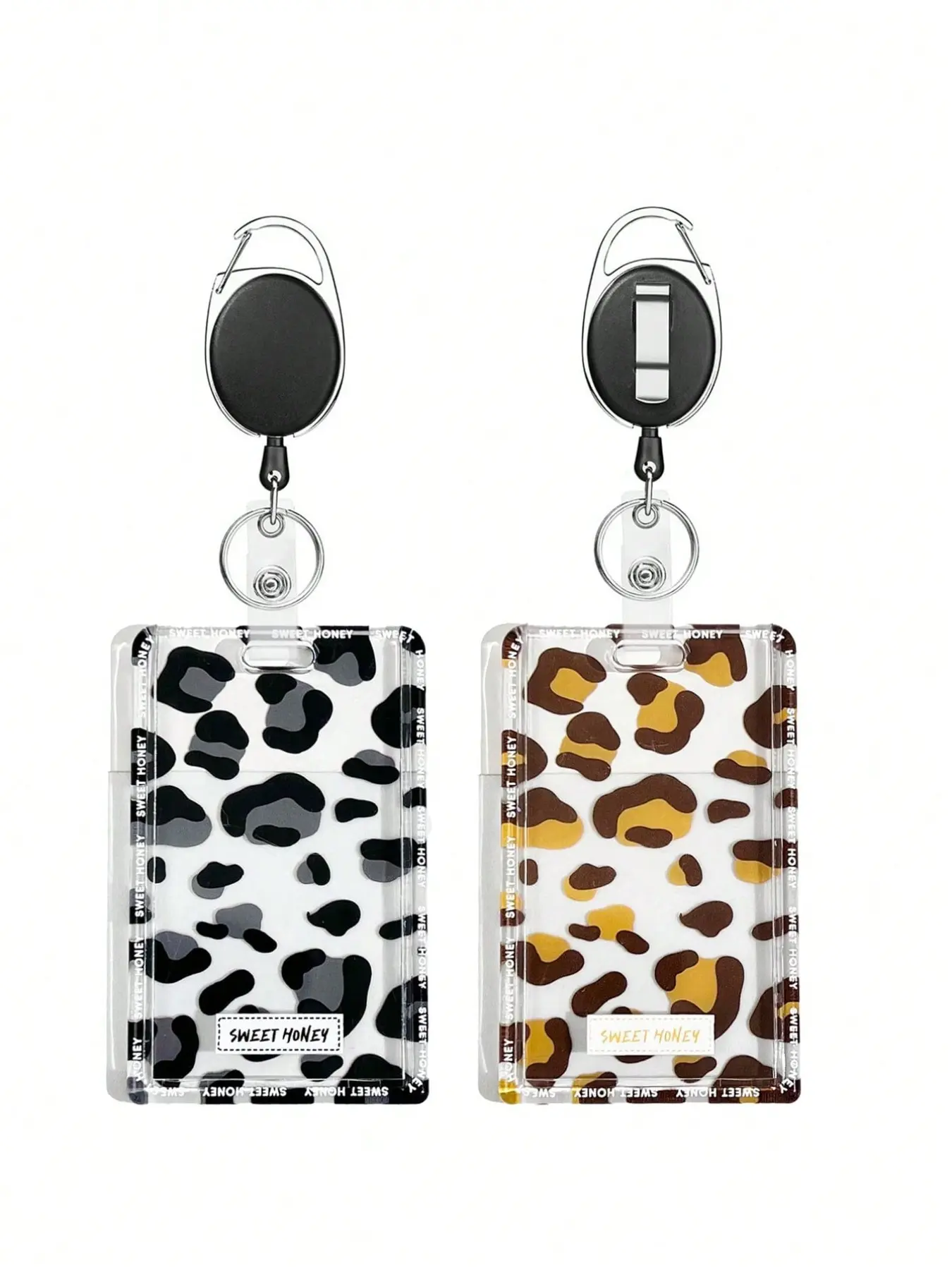 Leopard Print Expandable ID Card Holder, Waterproof Seal Business Card Protector, Durable Fashion, Cute Practical Plastic Keychain Design