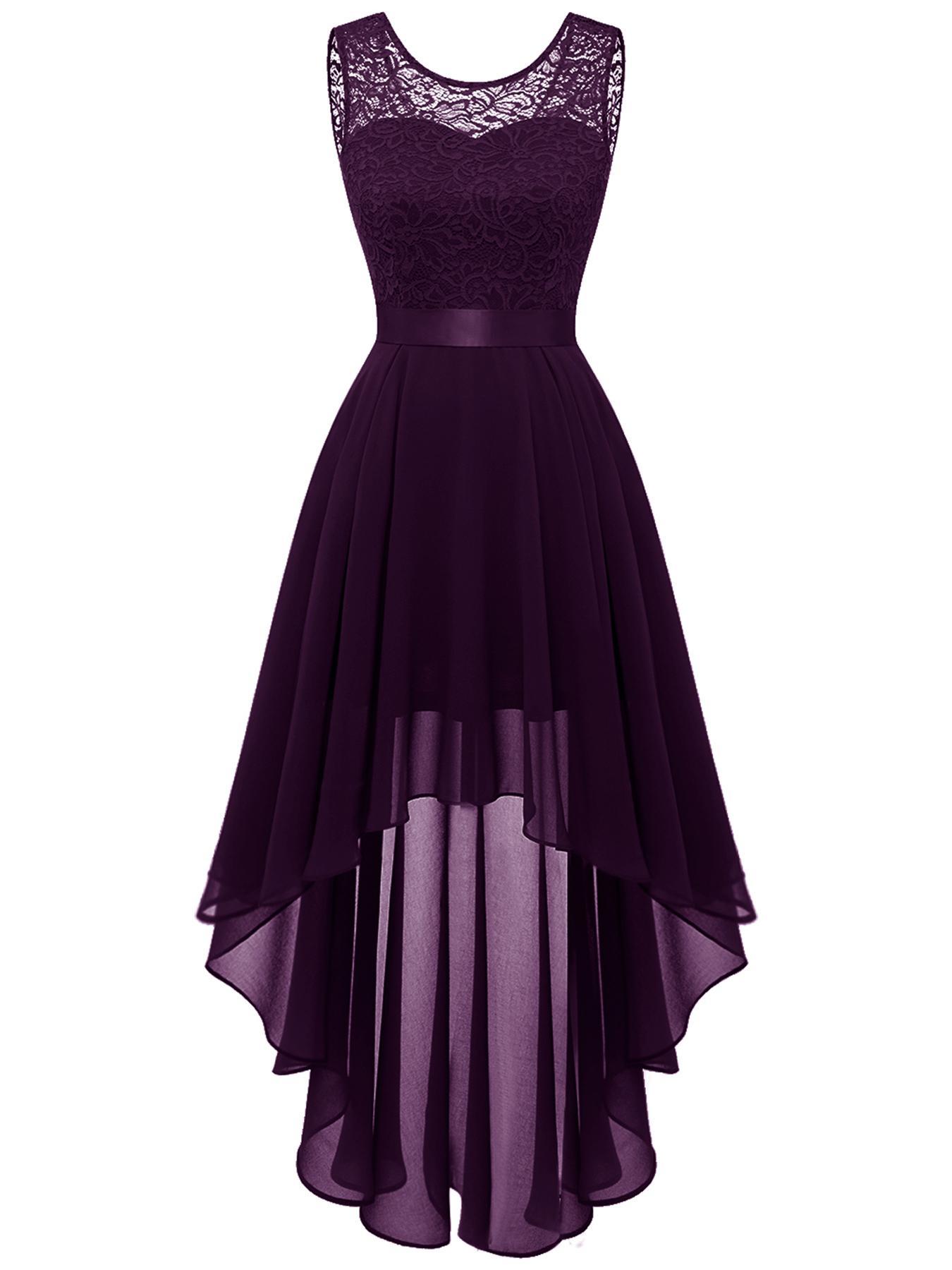 Women's 2024 Trendy Lace Tie Back High Low Bridesmaid Dress, Quince Dress, Summer Clothes Women, Solid Color Prom Dress for Party, Birthday Dress, Fall Outfit