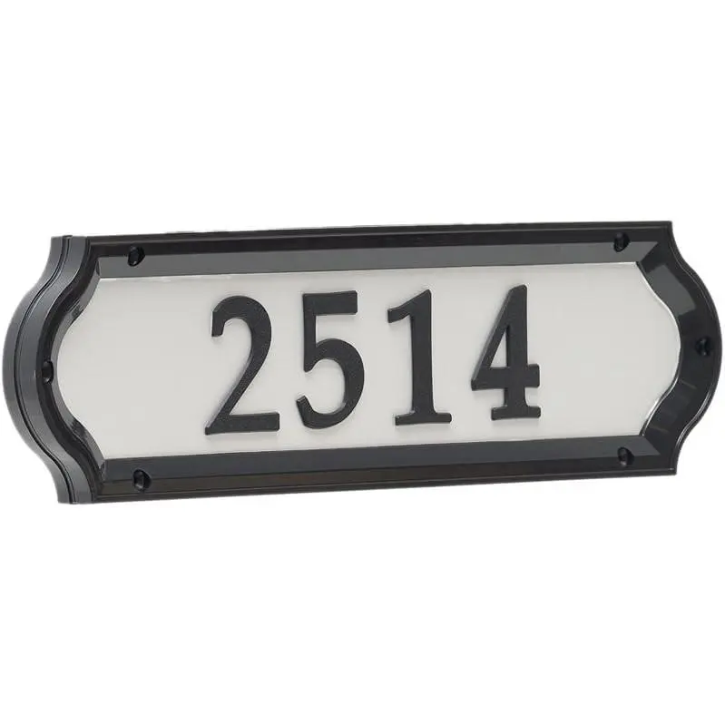 Whitehall Products Nite Bright Home Address Signage, 16"x4.5", Black Numbers on White Reflective Background