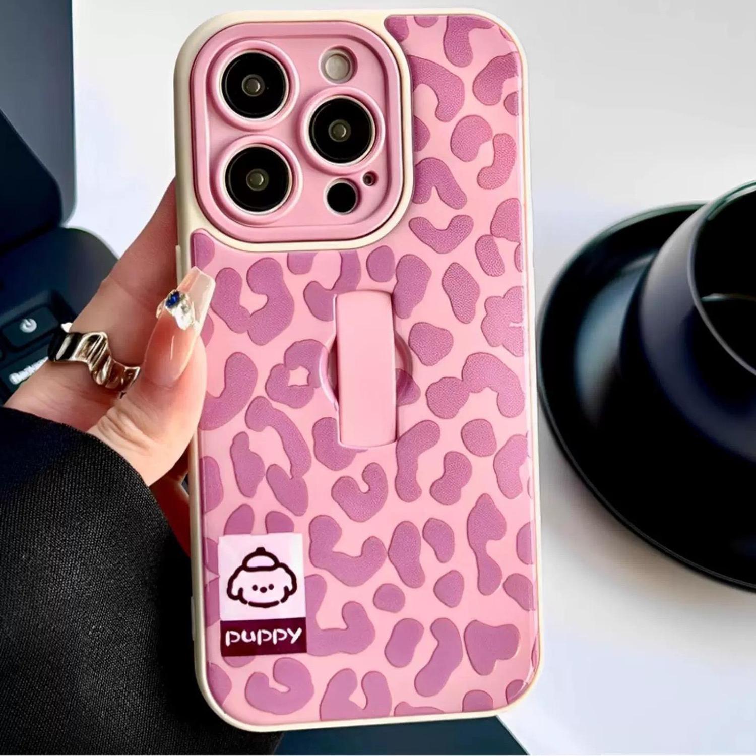 Fashion Leopard Pattern Phone Case with Ring Holder, Shockproof Phone Protective Cover, Phone Accessories Compatible with iPhone 17 16 15 14 13 12 11 Pro Max, Casing