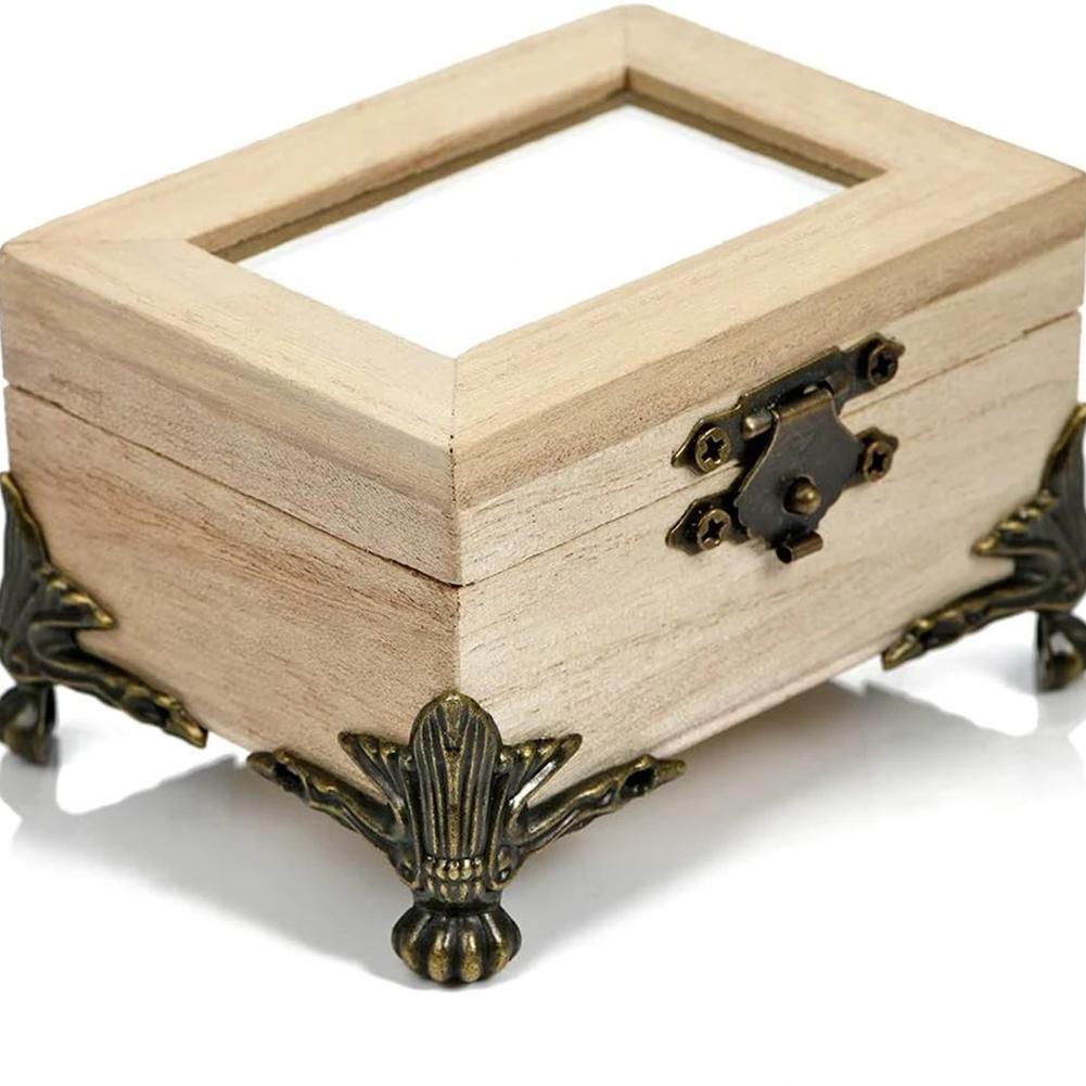 4PCS Antique Corner Protector Brass Jewelry Chest Box Wooden Case Decorative Feet Leg Metal Corner Protector Hardware Bracket