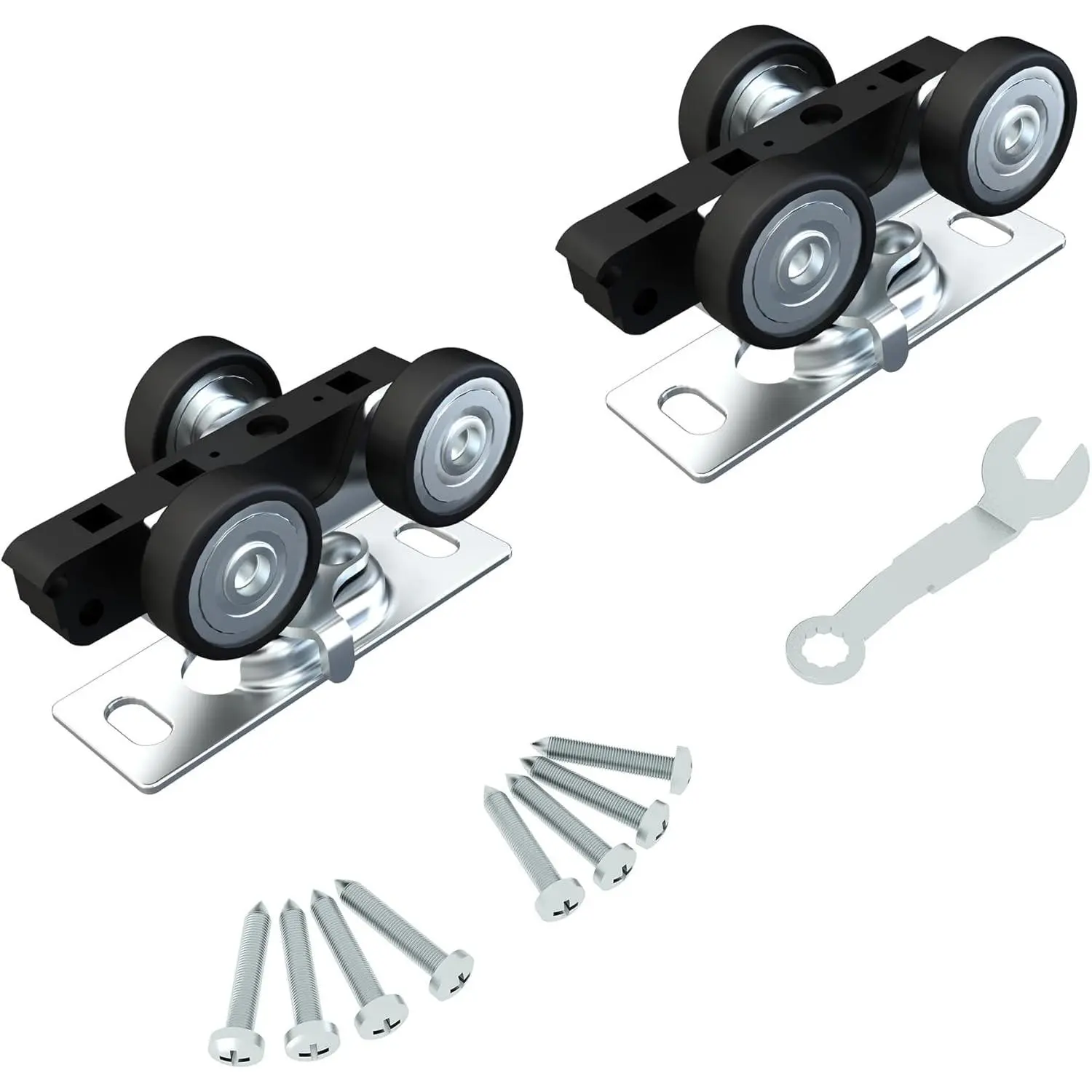 JUBEST Pocket Door Rollers Assembly, Commercial Grade Sliding Door Replacement Rollers, Top Mounted Pocket Door Hangers, 2 Pack