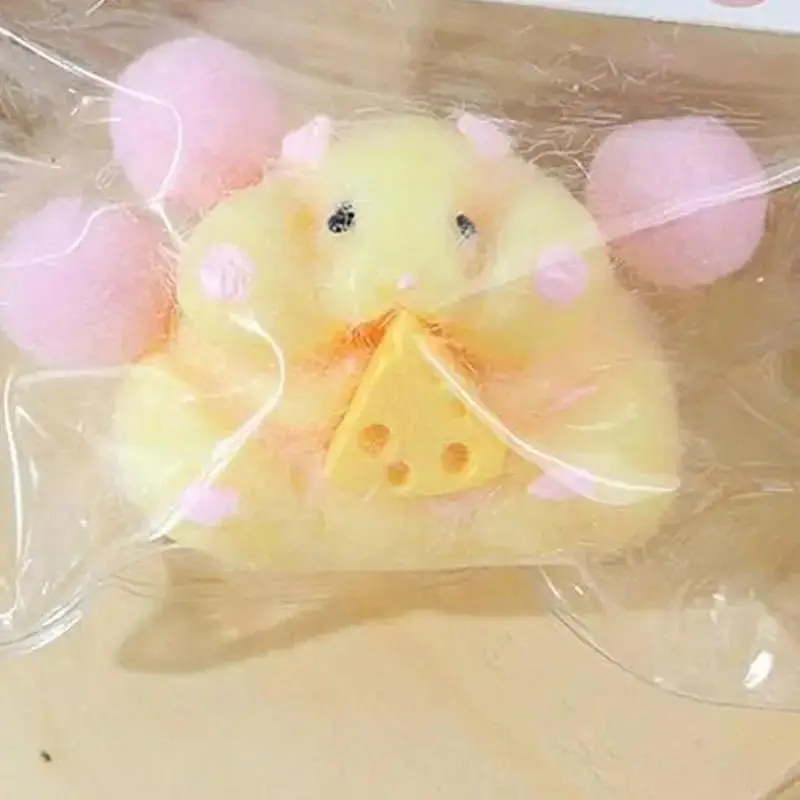 Fuzzy Handmade Hamster Squishy Toy – Soft Silicone Mochi Stress Relief Fidget, Cute Plush-Style Pinching Toy for Relaxing Play