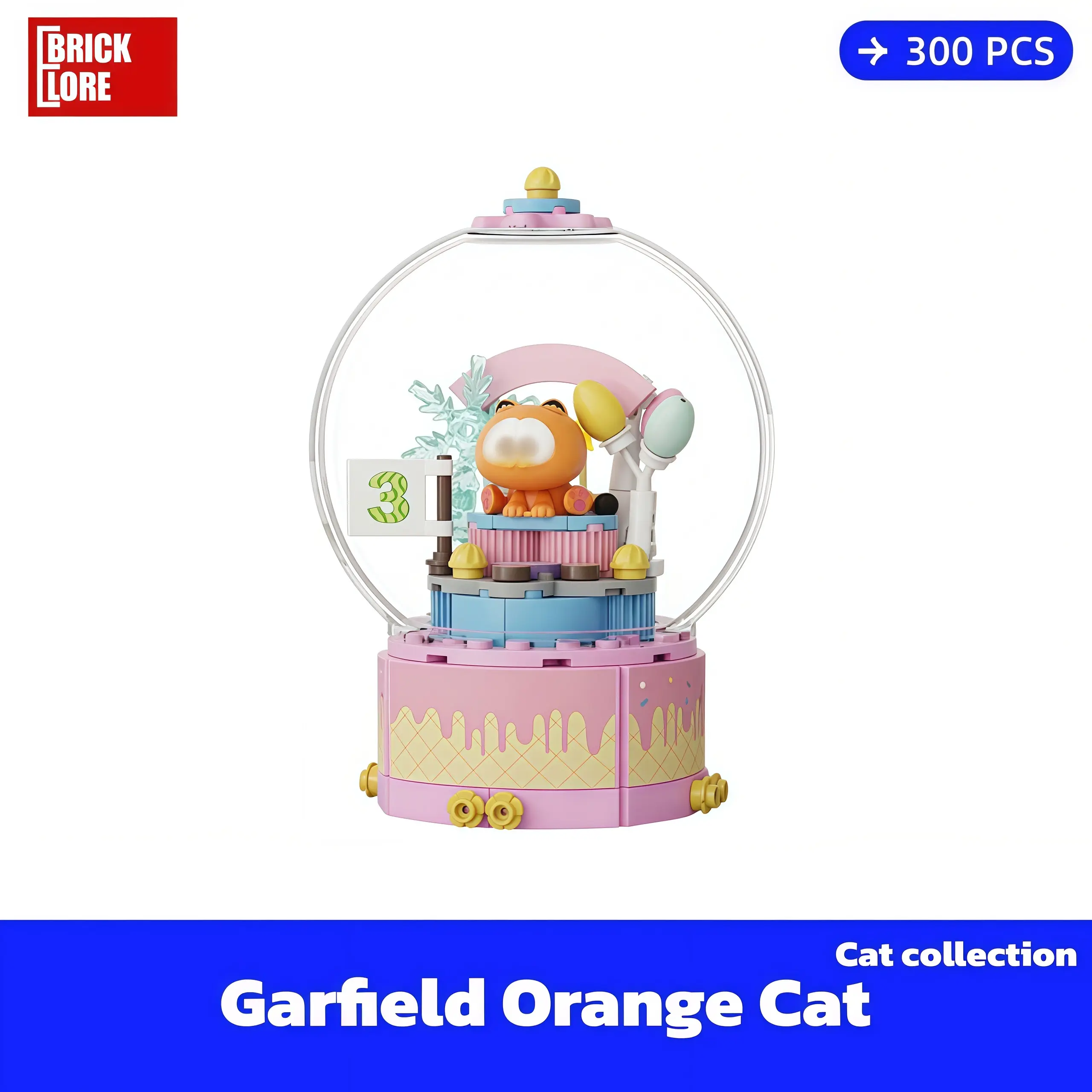 [BrickLORE](SHIP FREE) Orange Cartoon Cat collection gift Pat lover 300 pieces