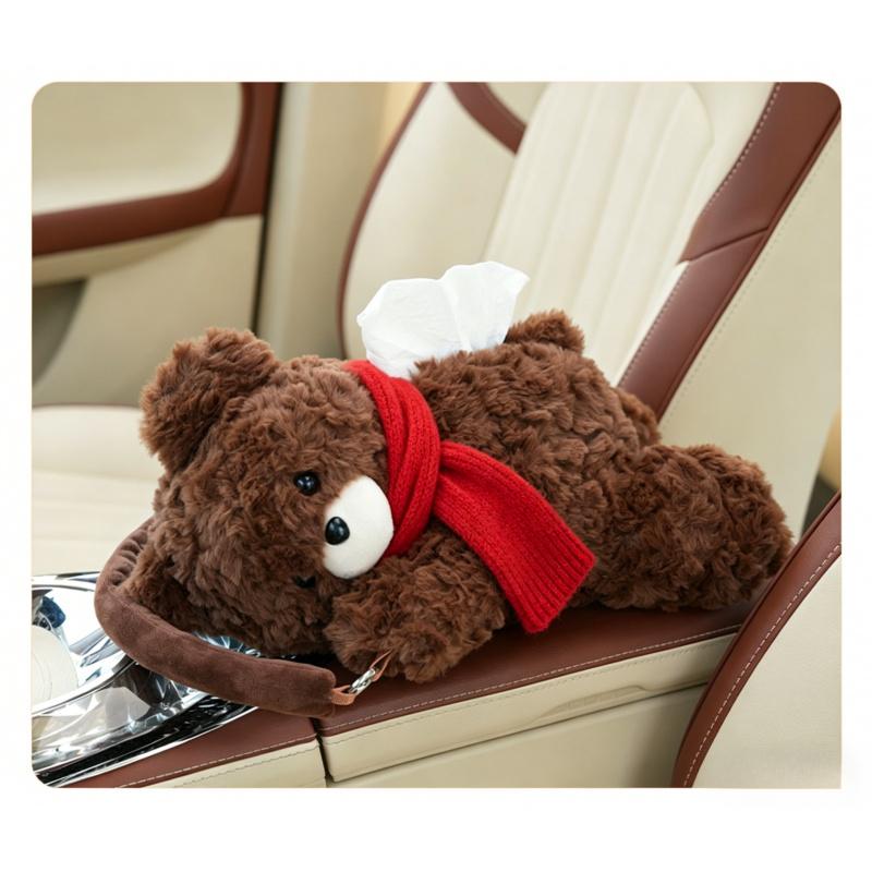 Cute Cartoon Car Tissue Box - Creative Plush Vehicle Tissue Holder,Car Storage Box, Car Interior Decoration,automotive interior