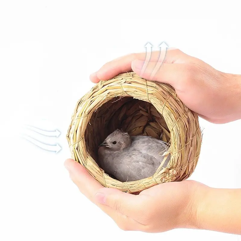 Hand Woven Natural Straw Hatching Nest - Hangable, Breeding Safe Warm Shelter for Small Birds, Chickens, Quails & Pet Supplies Landscaping Use