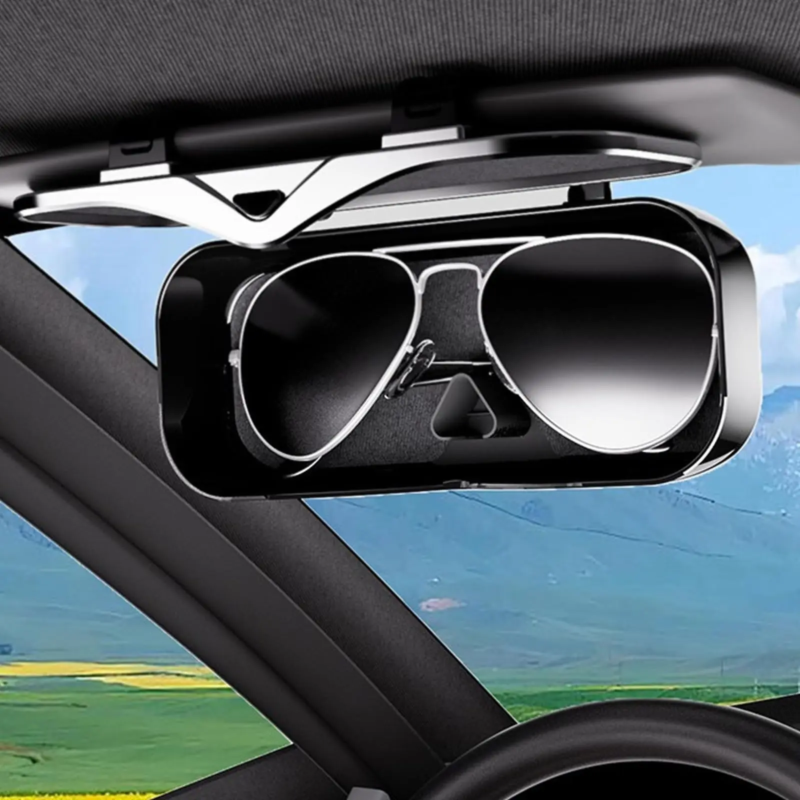 Multi-Color Universal Car Sun Visor Mount Glasses Box, Anti-Dust Shockproof Sunglasses Storage Organizer for Car Truck SUV Interior Accessories