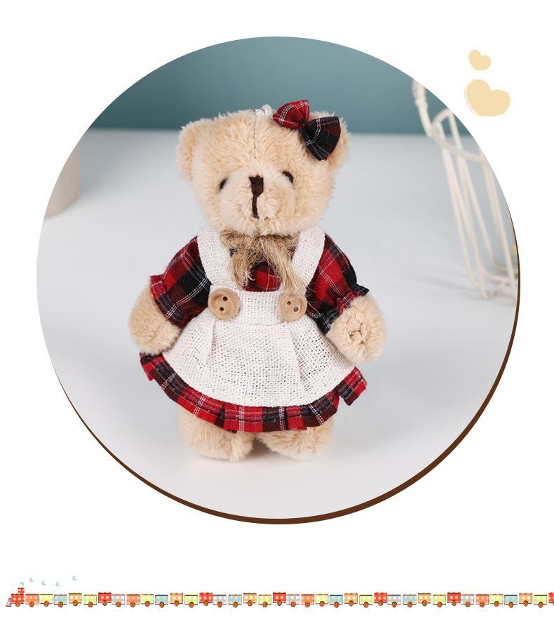 A variety of linen couples teddy bear plush toy pendant linen clothes bear bag keychain pendant doll