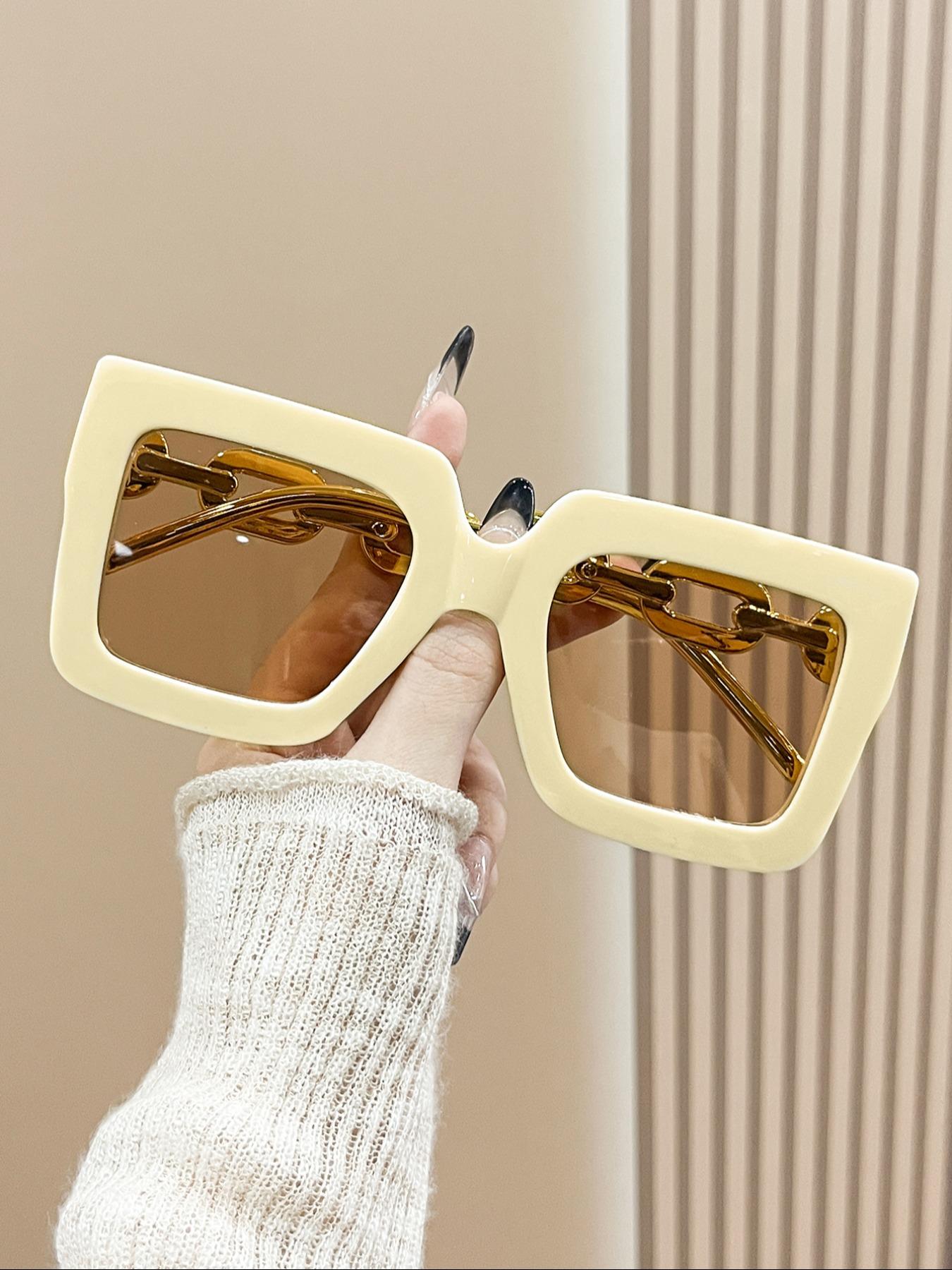 Unisex Simple Style Square Frame Tinted Lens Sunglasses, Trendy Casual Sunglasses for Everyday Use, Fashion Accessories for Outdoor Activities