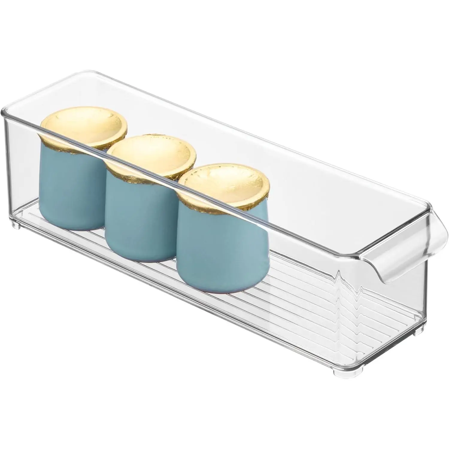 Stackable Fridge Storage Bin with Handle - Ideal for Fridge and Freezer, Clear, Made in USA
