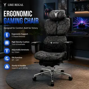 An ergonomic gaming chair ideal for live streaming and office work, featuring a stable base that supports reclining flat for midday naps.It offers 360-degree rotation, height adjustment, and a high backrest design, and comes equipped with breathable mesh