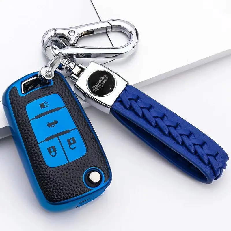 Car Key Case With Keychain, Soft TPU Key Cover, Car Key Protector Compatible With Chevrolet, Cruze, Captiva, Epica, Malibu, Camaro, Trax, Tracker
