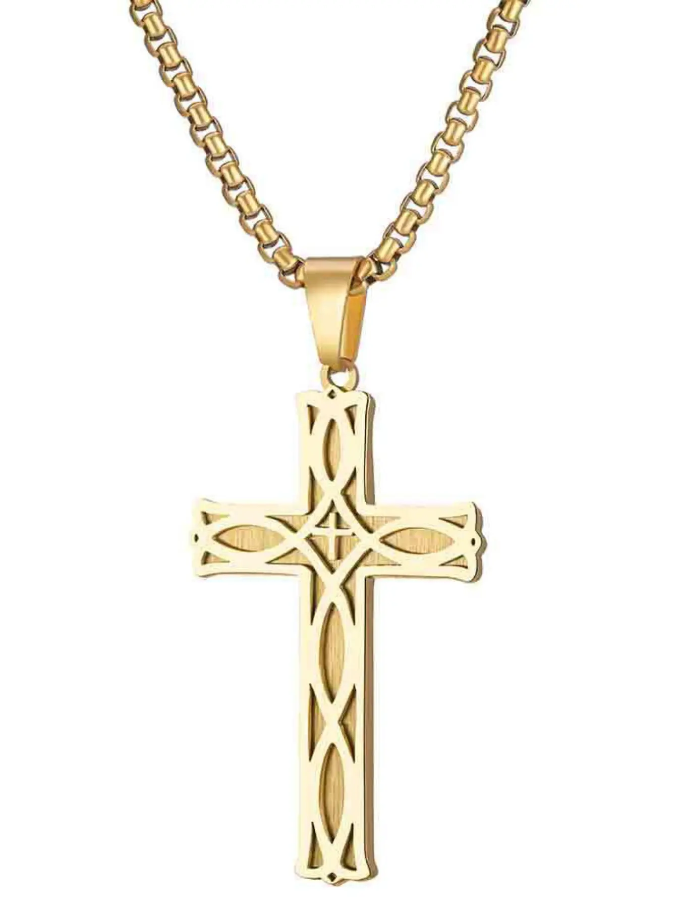 New 43mm Irish Knot Cross Pendant Necklace, Stainless Steel Simple Fashion Jewelry for Women, Elegant and Stylish Accessory, Cross Necklaces