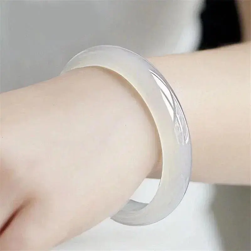 Ice White Chalcedony Jade Agate Bracelet Girl Healing Natural Energy Bangle Crystal Gift Collection Exquisite Legant Jewelry