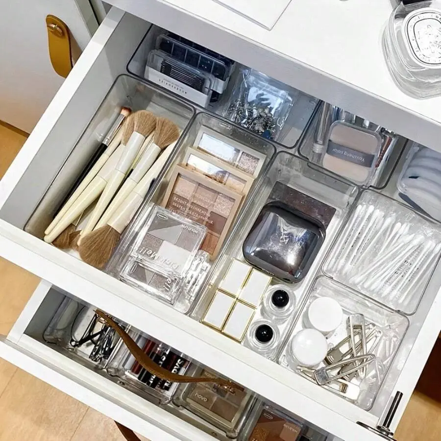 6pcs Plastic Drawer Organizer Set Non Slip Large Size Divider Multi-Functional Storage Tray For Drawer Desktop Cosmetics Jewelry Small Objects Transparent Dresser Storage Box Anti-Drop