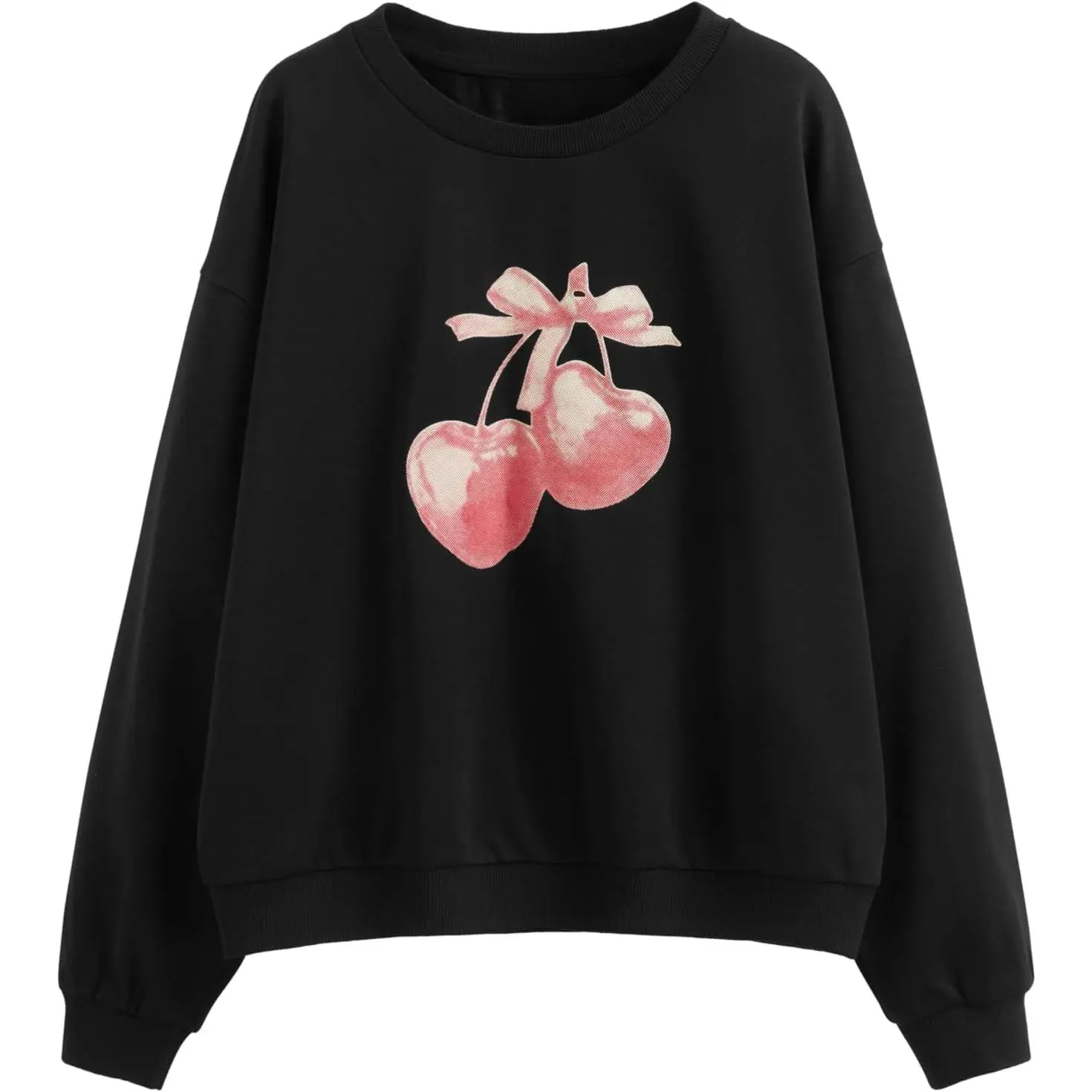 Cherry Sweatshirt for Women Cute Sweatshirts Long Sleeve Crew Neck Graphic Pullover Y2K Tops Trendy Fall Outfits