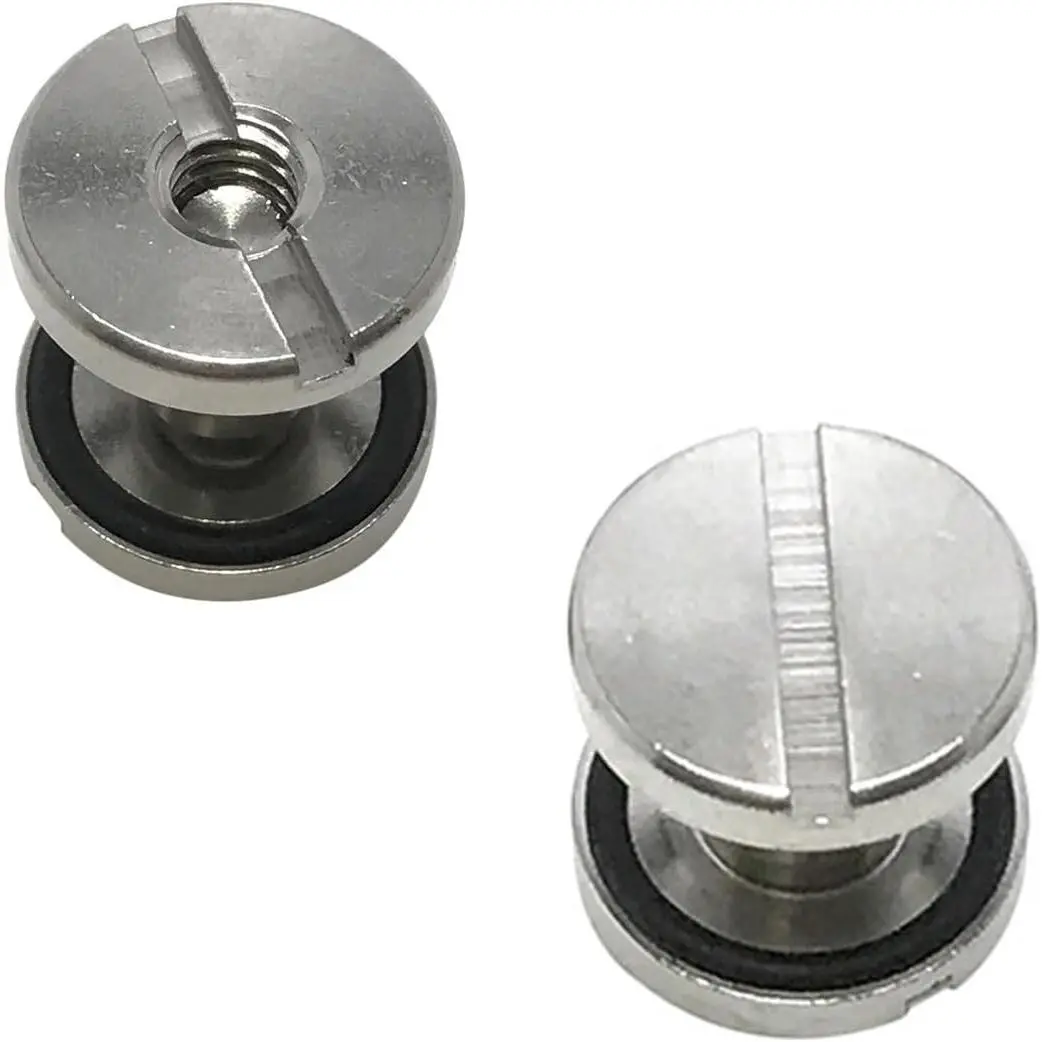 Stainless Steel Flat Head Backplate Screws, 1/4"-20 Thread, with Friction O-Rings, 2-Piece Set 18mm x 17mm, Durable for Diving Gear, Harness, Tank and Accessories