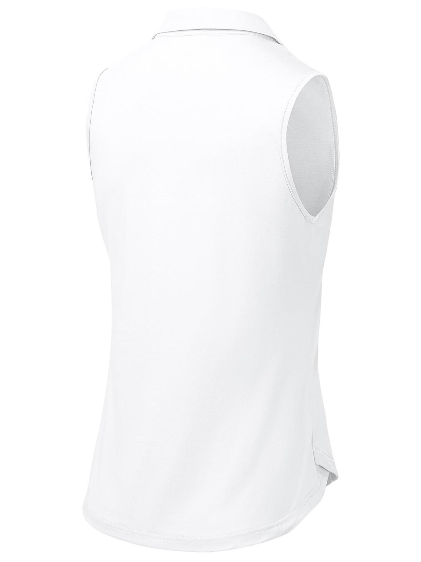 Women's Casual Sleeveless Golf Polo Shirt V Neck Tennis Top, Moisture Wicking Lightweight Top for Sports and Outdoors