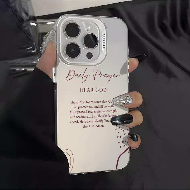 Compatible with iPhone 17 16 Pro Max 15 Plus 14 13 12 11 Air X XR Daily Prayer Christian Quote Aesthetic Pattern Durable shockproof Anti-Scratch PC Protective case.QXD701.designer,case Cover Protection