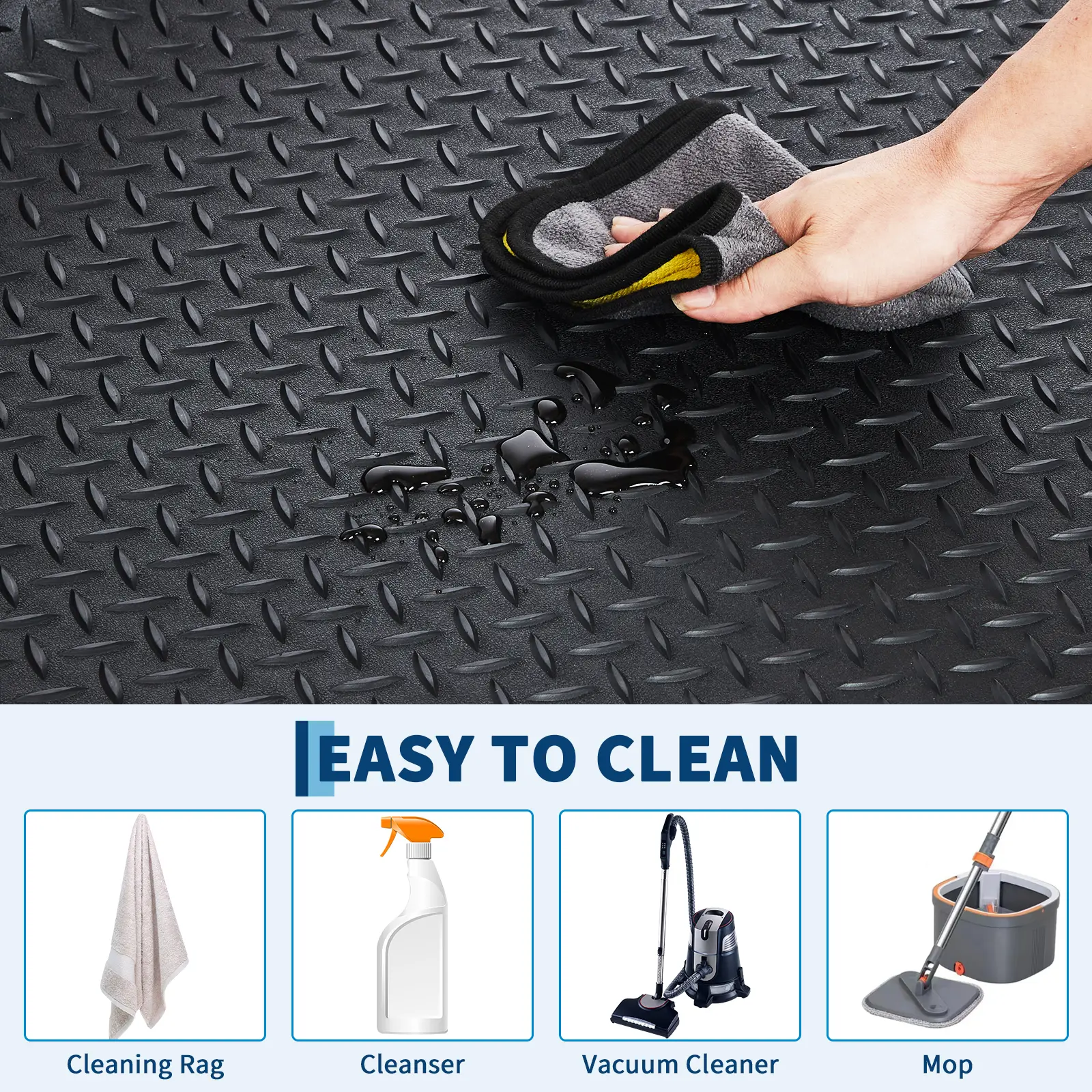 Heavy-Duty Diamond Plate PVC Garage Floor Mat - 2.8mm Thick Non-Slip Roll - Versatile Floor Protector for Car, Trailer, SUV, Warehouse, Gym - Ideal for Car Parking and Workshop Use - Multiple Size Options