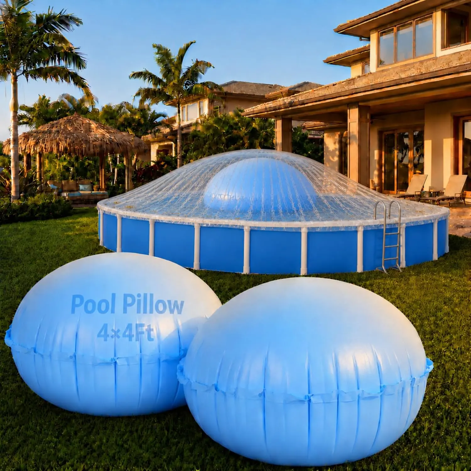 2 Pcs Pool Pillows  Above Ground 4 x 4 ft Cover Balloon Winterizing Inflatable Round Pool Air Pillow Float Accessories  Closing Kit Outdoor Ice Equalizer Support Swimming Covers