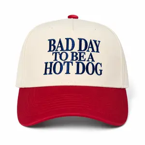 Funny Bad Day To Be A Hot Dog Embroidered Trucker Hat Vintage Snapback Baseball Cap For Men Women 4th Of July Patriotic Summer Hat Trendy Meme Gift Adjustable One Size Casual Hat