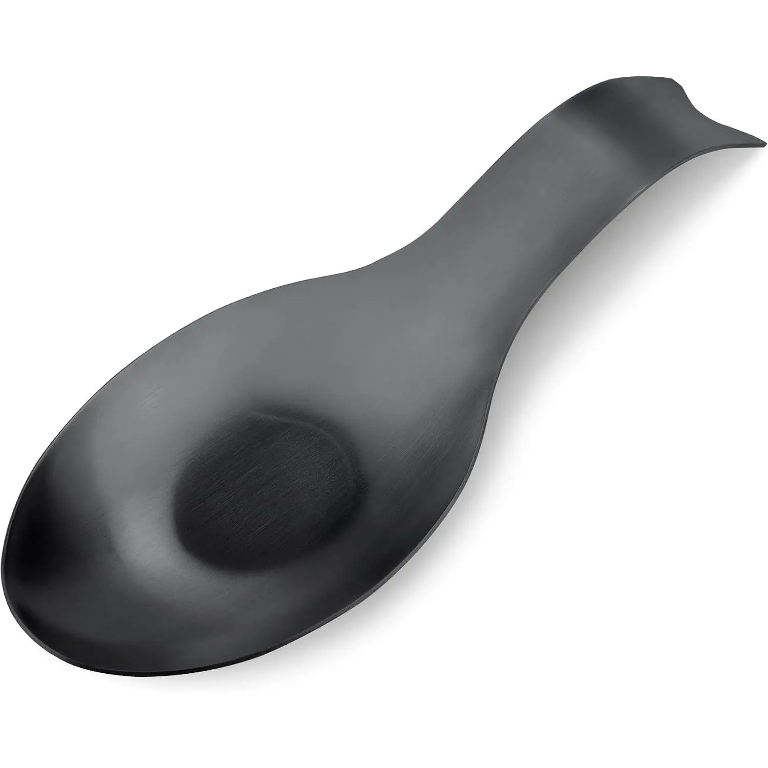 Stainless Steel Spoon Rest, Spatula Ladle Holder, Stainless Steel Utensil Spoon Rest Holder, Brushed Finish, Dishwasher Safe 9.8 x 3.7 Inch (1PC, Fishtail - Black)