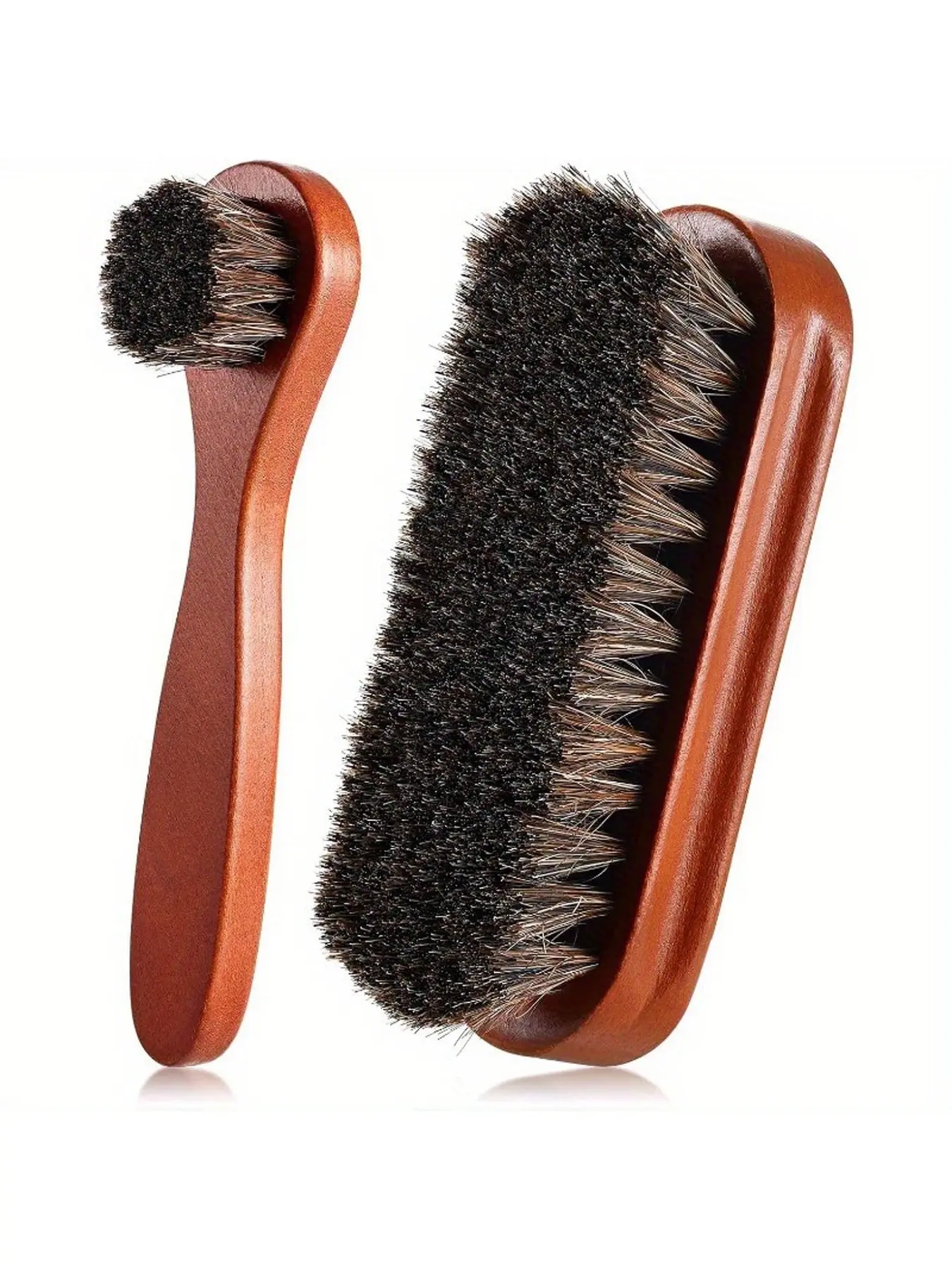 2-Piece Shoe Brush Set, Horsehair Shoe Polisher, Leather Boot Care Brush, Genuine Leather Suede Cleaning Brush Kit, Footwear Maintenance Tools