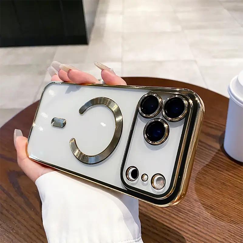 OREKROY Clear Case for iPhone 17 Pro Max 17 Air 17 Pro 17, 16 15 Pro Max,Compatible with MagSafe,with Camera Lens Protector,Slim Magnetic Soft TPU Phone Cover