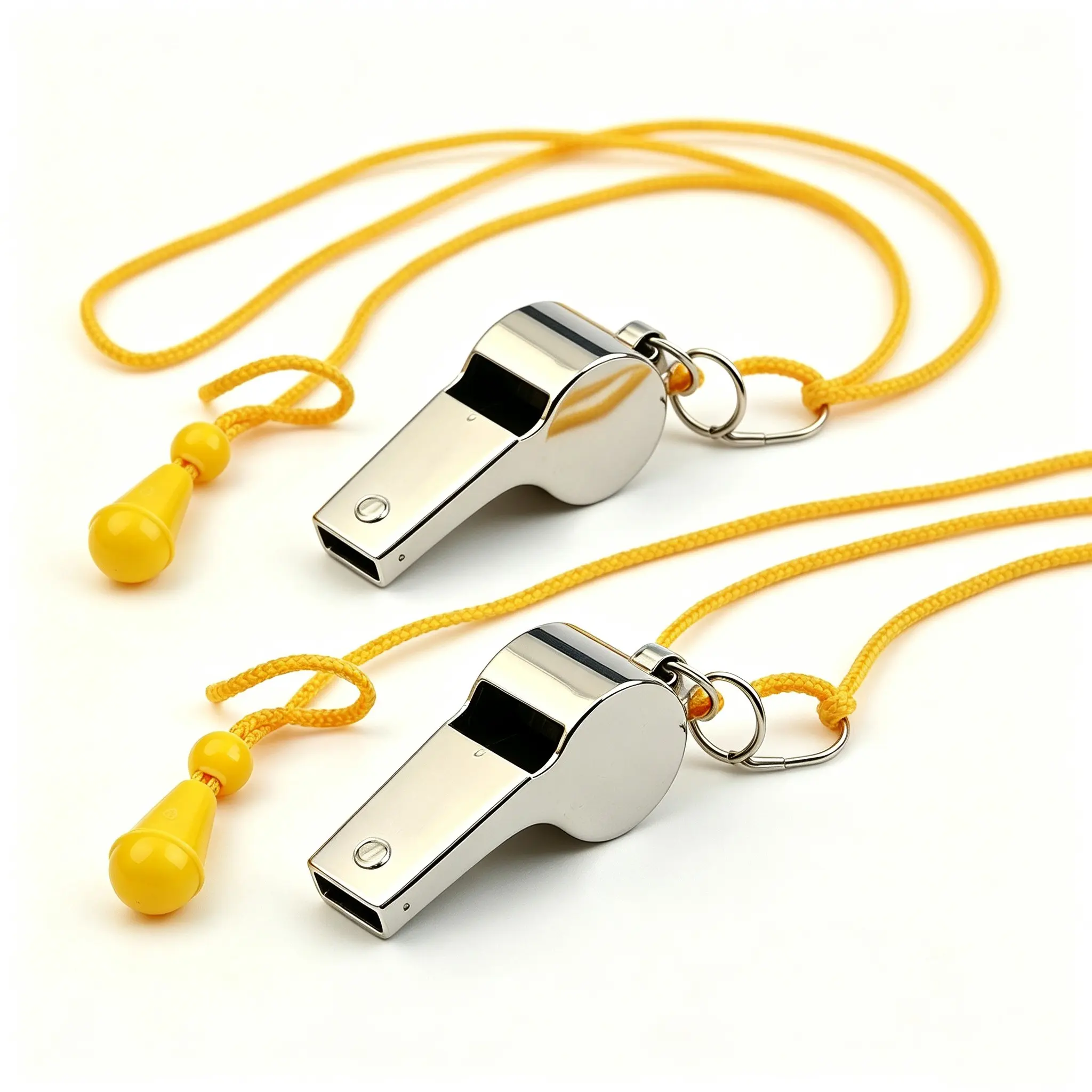 Stainless Steel Referee Whistle, Professional Metal Whistle for Basketball Soccer, Coach Whistle with Lanyard, High-Pitched Emergency Whistle
