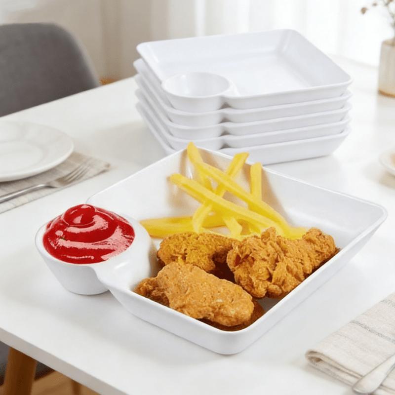 For Parties & Family Gatherings, Dipping Food Serving Solution, 20 Pcs Plates with Sauce Holder, Food-grade PP Reusable, Effortlessly Prepare French Fries, Dumplings, Sushi Dipping Meals, Party Tray Supplies For Parties & Family Gatherings, Dipping Food Serving Solution, 20 Pcs Plates with Sauce Holder, Food-grade PP Reusable, Effortlessly Prepare French Fries, Dumplings, Sushi Dipping Meals, Party Tray Supplies