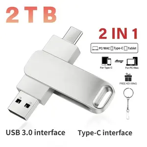 2T 1T U Disk Mobile Phone TYPE-C 2 IN 1 Pendrive High Speed Usb3.0 Flash Drive Computer Dual Interface Metal Flash Memory