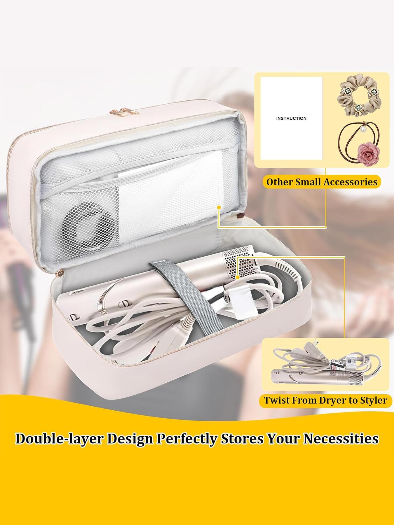 Portable Travel Case for Hair Dryer, Durable Hair Diffuser & Styling Tools, Fashionable Double Layer Storage Space for Hair Accessories, Ideal Organizer for Revlon Styler